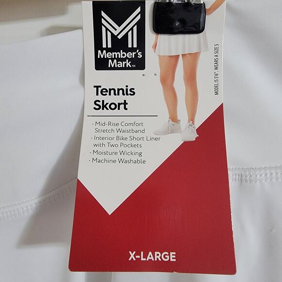NWT XL Womens White Tennis Skorts Pockets Built in Shorts Members Mark - Picture 7 of 10